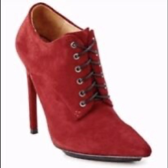 LAMB red suede lace up booties 6.5 - Picture 6 of 6
